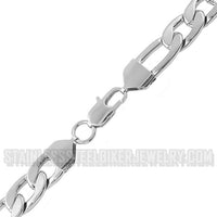 Heavy Metal Jewelry 12mm Figaro Men's or Ladies Necklace Stainless Steel SN10