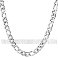 Heavy Metal Jewelry 12mm Figaro Men's or Ladies Necklace Stainless Steel SN10