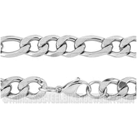 Heavy Metal Jewelry 12mm Figaro Men's or Ladies Necklace Stainless Steel SN10