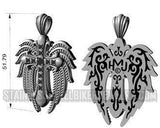 Religious Jewelry Ladies Black Angel Wing Cross Pendant Necklace Stainless Steel SP39