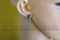 Heavy Metal Jewelry Ladies Angel Wing Heart Pendant Necklace Matching Earrings Set Stainless Steel SP2280