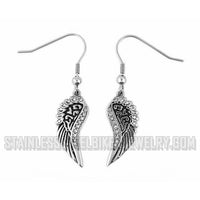 Heavy Metal Jewelry Ladies Angel Wing Heart Pendant Necklace Matching Earrings Set Stainless Steel SP2282