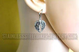 Heavy Metal Jewelry Ladies Angel Wing Heart Pendant Necklace Matching Earrings Set Stainless Steel SP2296