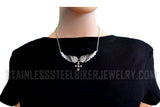Heavy Metal Jewelry Ladies Black Bling Angel Wing Filigree Cross Pendant Necklace Stainless Steel SP42-S