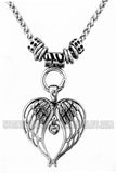 Heavy Metal Jewelry Ladies Angel Wing Heart Pendant Necklace Stainless Steel SP79