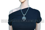 Heavy Metal Jewelry Ladies Angel Wing Heart Pendant Necklace Stainless Steel SP79