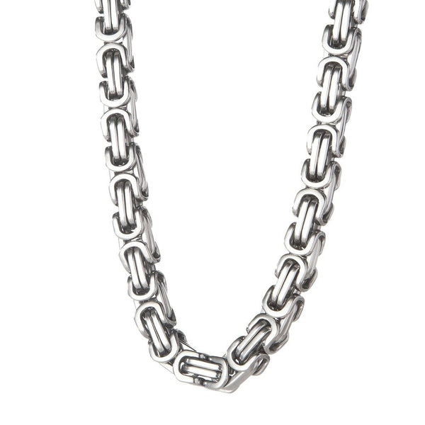 Men's 10mm Byzantine Chain / Necklace Stainless Steel CH44