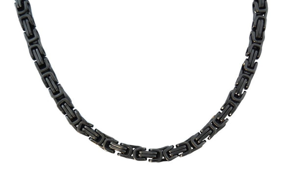 Gunmetal 6mm Stainless Steel Byzantine Necklace CH31