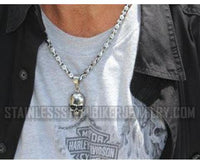 Biker Jewelry Men's Skull Pendant Necklace Stainless Steel SP35