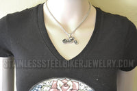 Motorcycle Pendant Stainless Steel Designer Foxtail Chain Many Lengths SP50