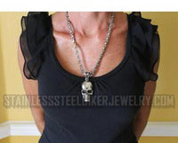 Biker Jewelry's Men's Skull Pendant Necklace Stainless Steel SP72