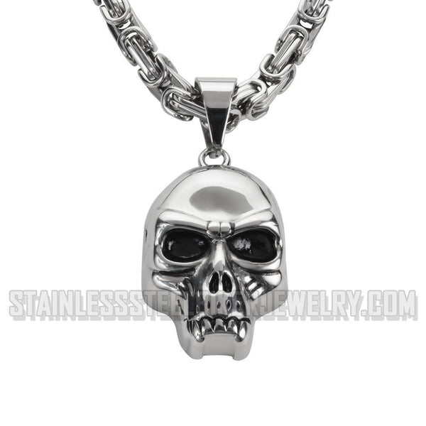 Heavy Metal Jewelry Men's Vampire Skull Pendant Necklace Stainless Steel SP1428