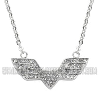 Jewelry Ladies Bling Angel Wing Heart Pendant Necklace Stainless Steel SP65