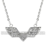 Jewelry Ladies Bling Angel Wing Heart Pendant Necklace Stainless Steel SP65