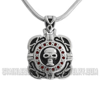 Heavy Metal Jewelry Skull Crystal Bling Pendant Necklace Stainless Steel SP1532