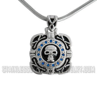 Heavy Metal Jewelry Skull Crystal Bling Pendant Necklace Stainless Steel SP1532