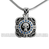 Heavy Metal Jewelry Skull Crystal Bling Pendant Necklace Stainless Steel SP1532