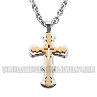 Heavy Metal Jewelry Triple Layer Cross Pendant Necklace Stainless Steel Religious Jewelry SP1564 SP1564