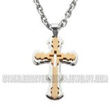 Heavy Metal Jewelry Triple Layer Cross Pendant Necklace Stainless Steel Religious Jewelry SP1564 SP1564