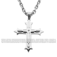 Triple Layer Cross Pendant Necklace Stainless Steel Religious Jewelry SP77