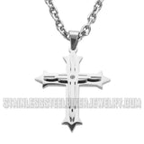 Triple Layer Cross Pendant Necklace Stainless Steel Religious Jewelry SP77