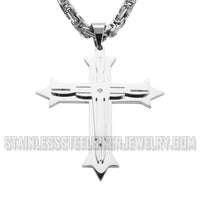 Heavy Metal Jewelry Triple Layer Cross Pendant Necklace Stainless Steel Religious Jewelry SP1567