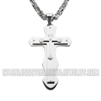 Biker Jewelry Triple Layer Cross Pendant Necklace Stainless Steel Religious Jewelry SP76