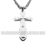 Biker Jewelry Triple Layer Cross Pendant Necklace Stainless Steel Religious Jewelry SP76