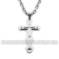 Heavy Metal Jewelry Triple Layer Cross Pendant Necklace Stainless Steel Religious Jewelry SP1569