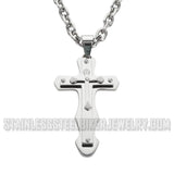 Heavy Metal Jewelry Triple Layer Cross Pendant Necklace Stainless Steel Religious Jewelry SP1569