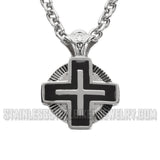 Heavy Metal Jewelry Circle Cross Pendant Necklace Stainless Steel Religious Jewelry SP1705