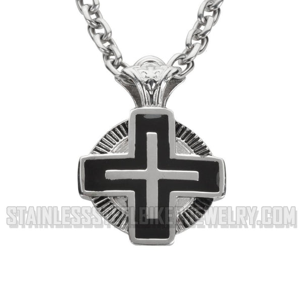 Heavy Metal Jewelry Circle Cross Pendant Necklace Stainless Steel Religious Jewelry SP1705