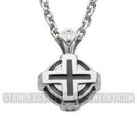 Heavy Metal Jewelry Circle Cross Pendant Necklace Stainless Steel Religious Jewelry SP1705