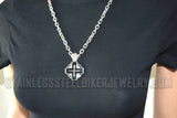 Heavy Metal Jewelry Circle Cross Pendant Necklace Stainless Steel Religious Jewelry SP1705