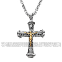 Heavy Metal Catholic Crucifix Cross Pendant Necklace Stainless Steel Religious Jewelry SP56