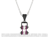 Biker Jewelry Women's Mini Motorcycle Bike Chain Pendant Black & an Electrifying Purple Stainless Steel SP96