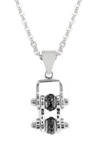 Heavy Metal Jewelry Ladies Mini Bike Chain Pendant Necklace Stainless Steel All Silver Black Stone Crystals SP2206N