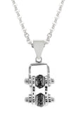 Heavy Metal Jewelry Ladies Mini Bike Chain Pendant Necklace Stainless Steel All Silver Black Stone Crystals SP2206N