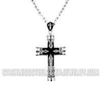 Heavy Metal Jewelry King Crown Cross Pendant Necklace Stainless Steel Religious Jewelry SP2292