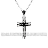 Heavy Metal Jewelry King Crown Cross Pendant Necklace Stainless Steel Religious Jewelry SP2292