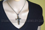 Heavy Metal Jewelry King Crown Cross Pendant Necklace Stainless Steel Religious Jewelry SP2292