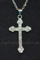 Ladies Bling Cross Pendant Necklace / Charm Stainless Steel Religious Jewelry SP111