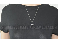 Ladies Bling Cross Pendant Necklace / Charm Stainless Steel Religious Jewelry SP111
