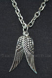 Double Angel Wing Pendant Necklace Stainless Steel Link Chain SP66
