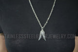 Double Angel Wing Pendant Necklace Stainless Steel Link Chain SP66