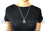 Double Angel Wing Pendant Necklace Stainless Steel Link Chain SP66