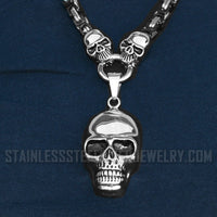 Heavy Metal Jewelry Skull Pendant Byzantine Necklace Stainless Steel Unisex SP53