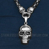 Heavy Metal Jewelry Skull Pendant Byzantine Necklace Stainless Steel Unisex SP53