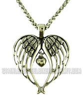 Heavy Metal Jewelry Winged Heart Pendant Necklace Stainless Steel SP79