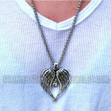 Heavy Metal Jewelry Winged Heart Pendant Necklace Stainless Steel SP79
